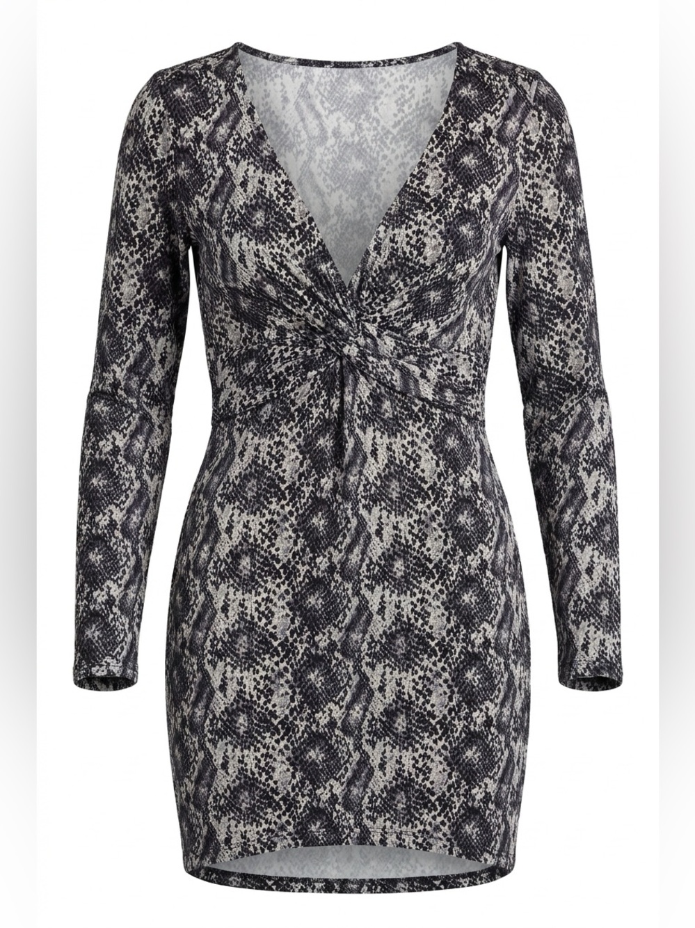 H&M Divided Snake Print Long Sleeve Bodycon Mini Dress